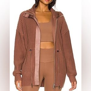 Varley Greenfield brown ribbed knit cardigan size large